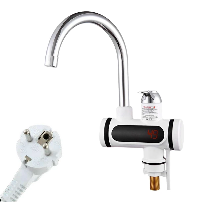 Electric Water Heater Tap Emperature Display Instant Instantaneous Hot Water Heater Faucet For Kitchen Bathroom EU Plug