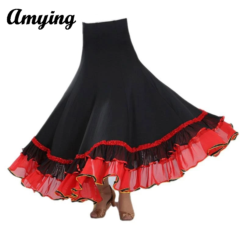 Damska półspódnica do tańca nowoczesnego Waltz National Standard Dance Large Swing Skirt Długa spódnica Square Dance Performance Dress New