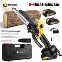 CONENTOOL 6 inch and 8 inch Electric Chainsaws Cordless 2 Batteries for Pruning Woody Branches Garden Power Tools One-Handed
