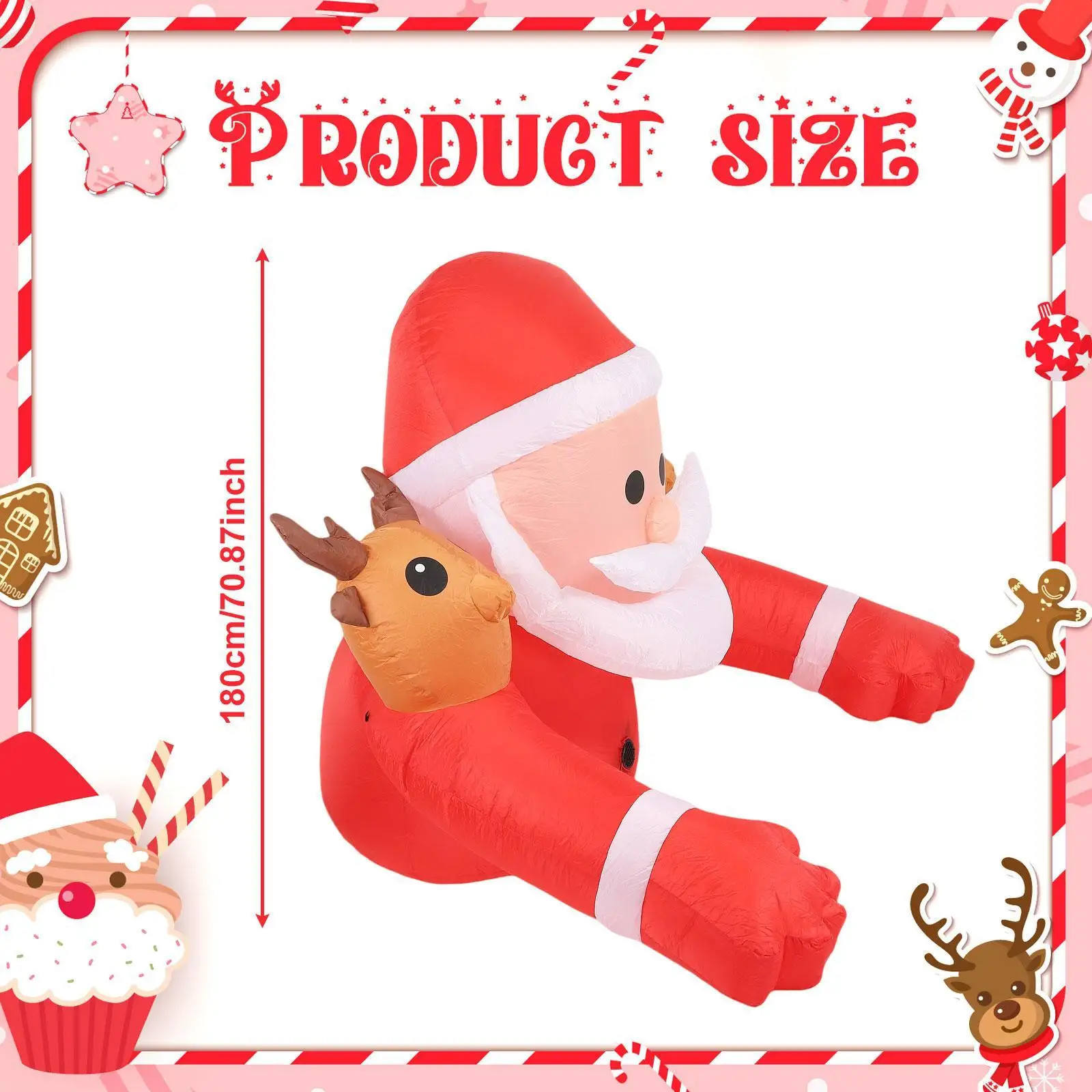 Inflatable Santa Prop Multicolor Polyester Giant Ornament Christmas Decoration for Outdoor Garden Party