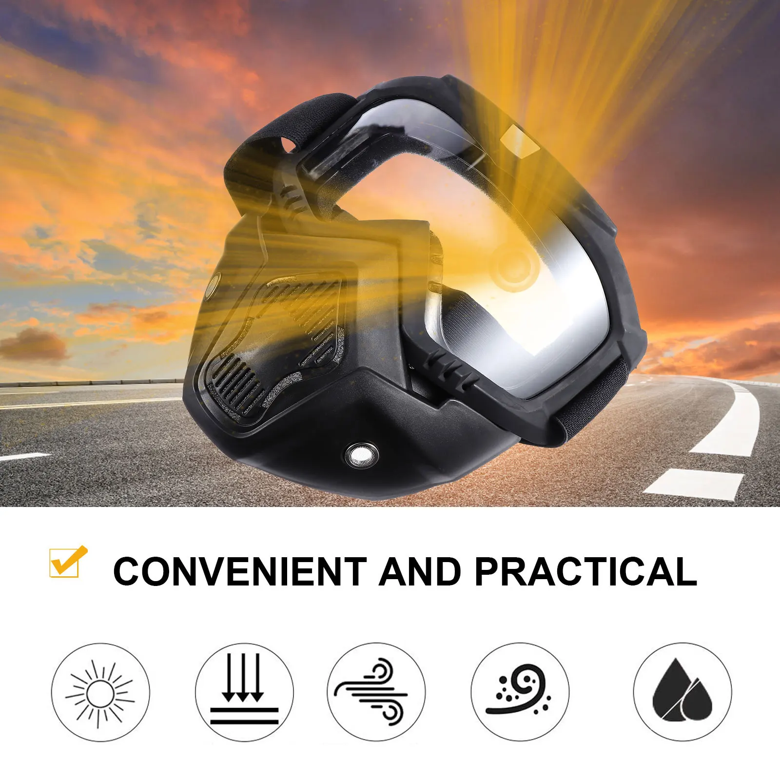 

Motorcycle Goggles Riding Safety Fashion Windproof Shield Visor Helmets Lightweight Portable Anti Glare Lens Adjustable