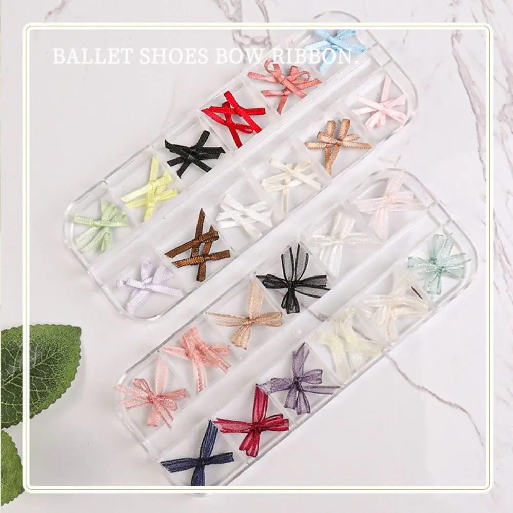 Fashion Ballet Bow Nail Art Decoration Fabric Cloth DIY Bowknot Colorful Handmade Nail Accessories Nail Art