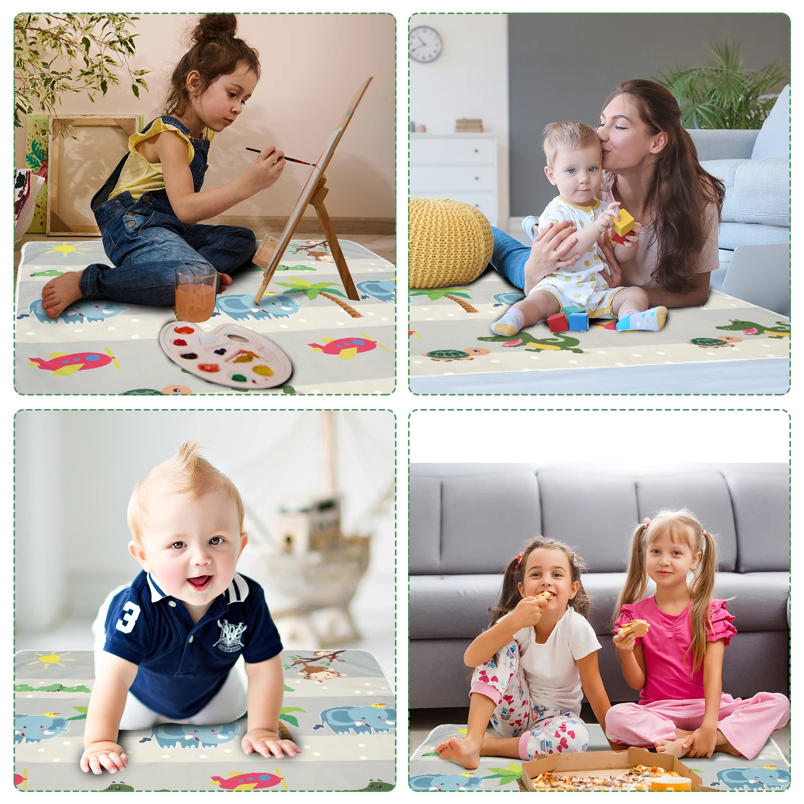 Baby Splat Mat for Under High Chair Anti Slip Washable Waterproof Floor Splash Mat Foldable Crawling Carpet Kid Game Baby Mat