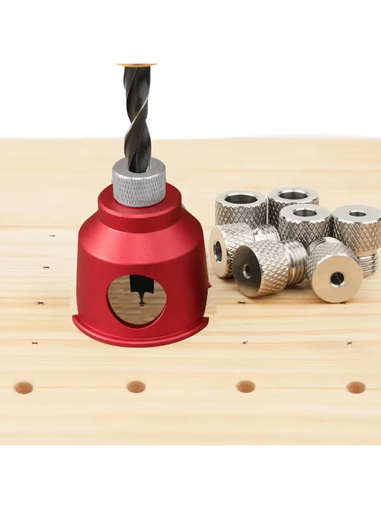 3-10mm Vertical Drill Guide - Aluminum Pocket Hole Jig with 8 Steel Drill Bushings - 90 Degree Straight Hole Drilling Positioner