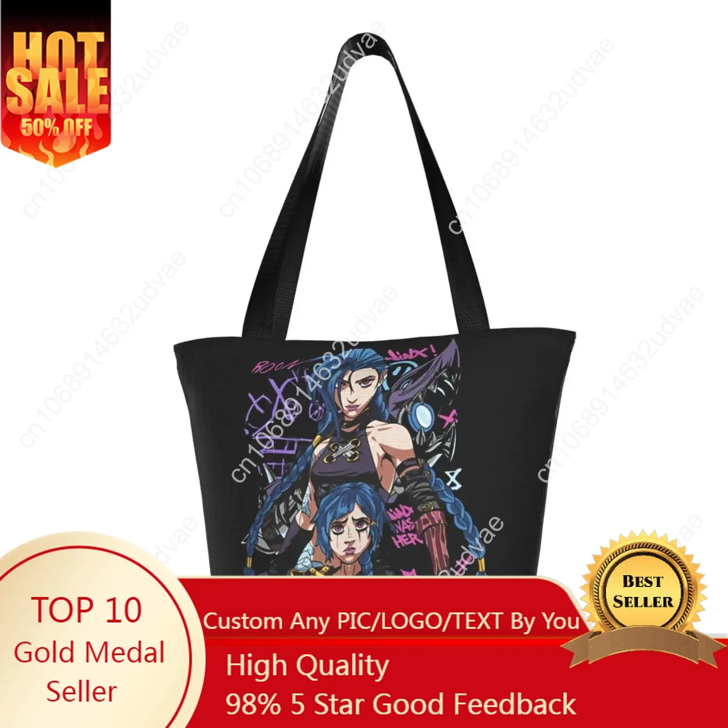 

Women Men Tote Bags Arcane Jinx Accessories Shoulder Bag Zipper Opening Ulzzang Street Handbags
