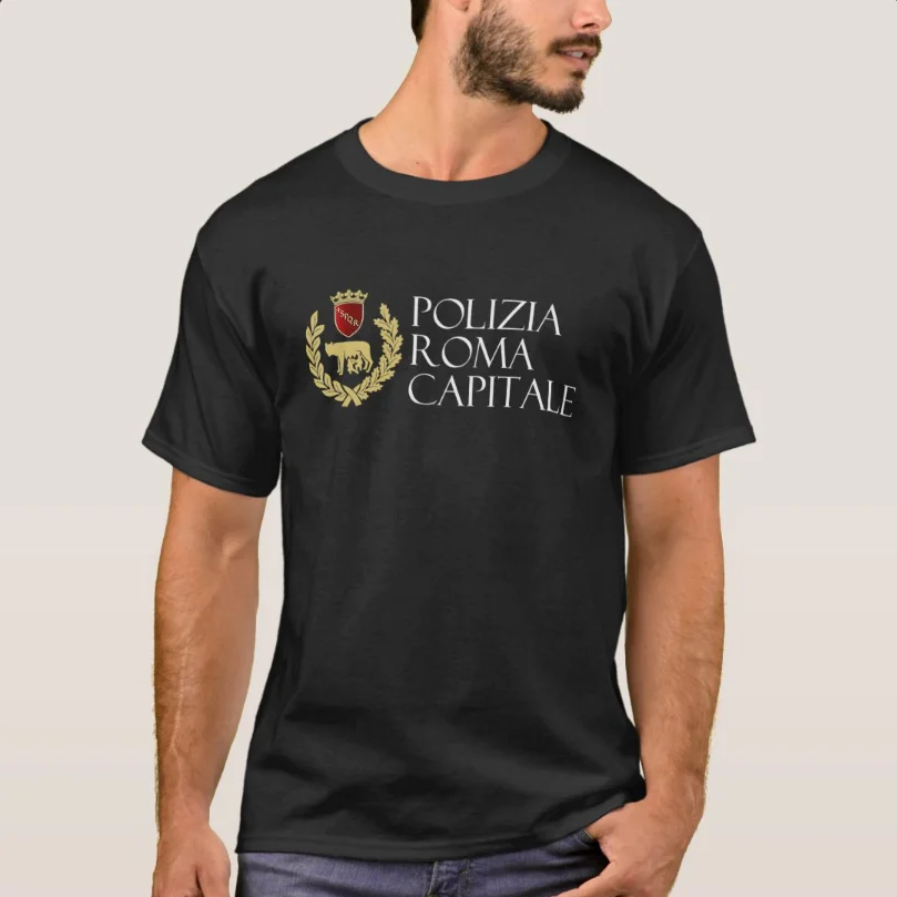 

Italy City of Rome Polizia Roma Capitale T-Shirt 100% Cotton O-Neck Summer Short Sleeve Casual Mens T-shirt Size S-3XL