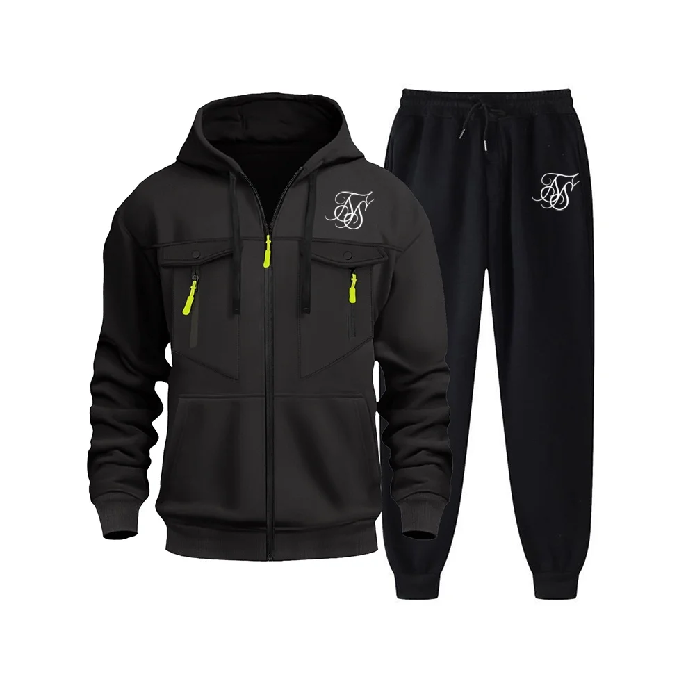 

Brand Men Tracksuit 2 Pieces Men's Winter Jacket Casual Zipper Jackets Sportswear+Pants Sweatshirt Sports Suit Men Sets Clothing