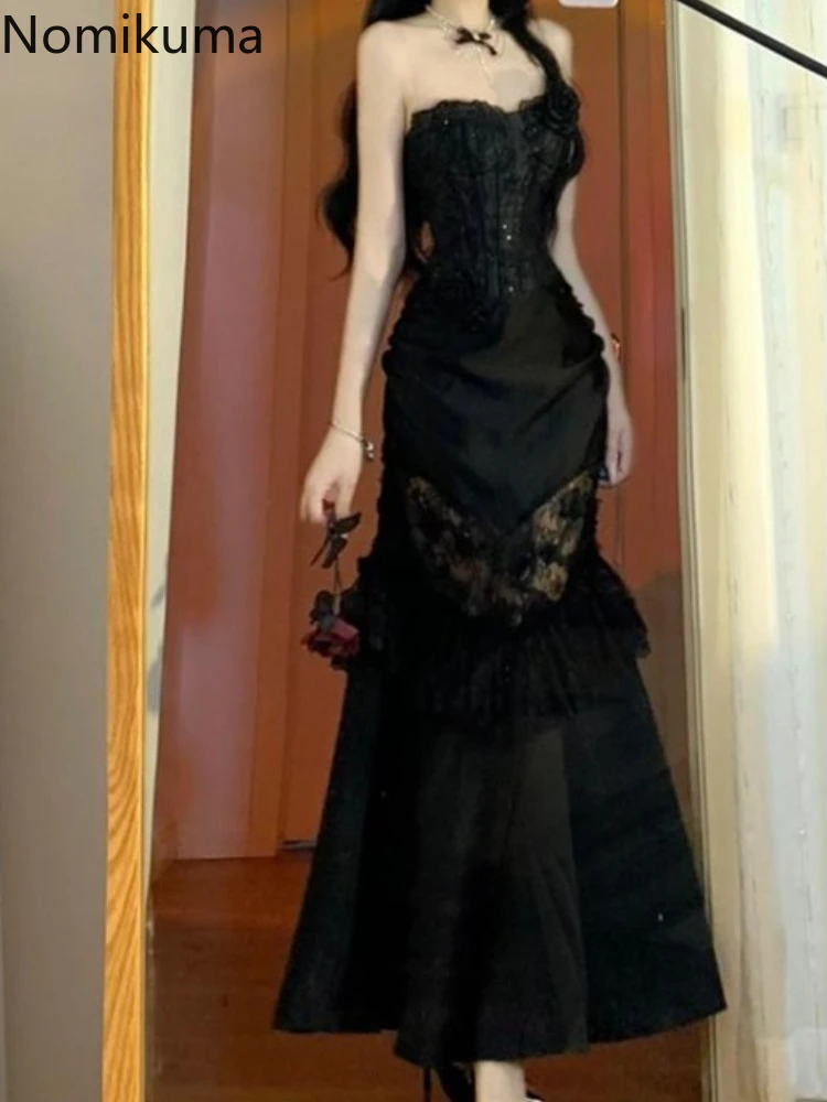 

Sexy Maxi Dresses for Women Sleeveless Tunic Temperament Robe Femme Patchwork Lace Bodycon Summer Dress 2025 Vestidos De Mujer