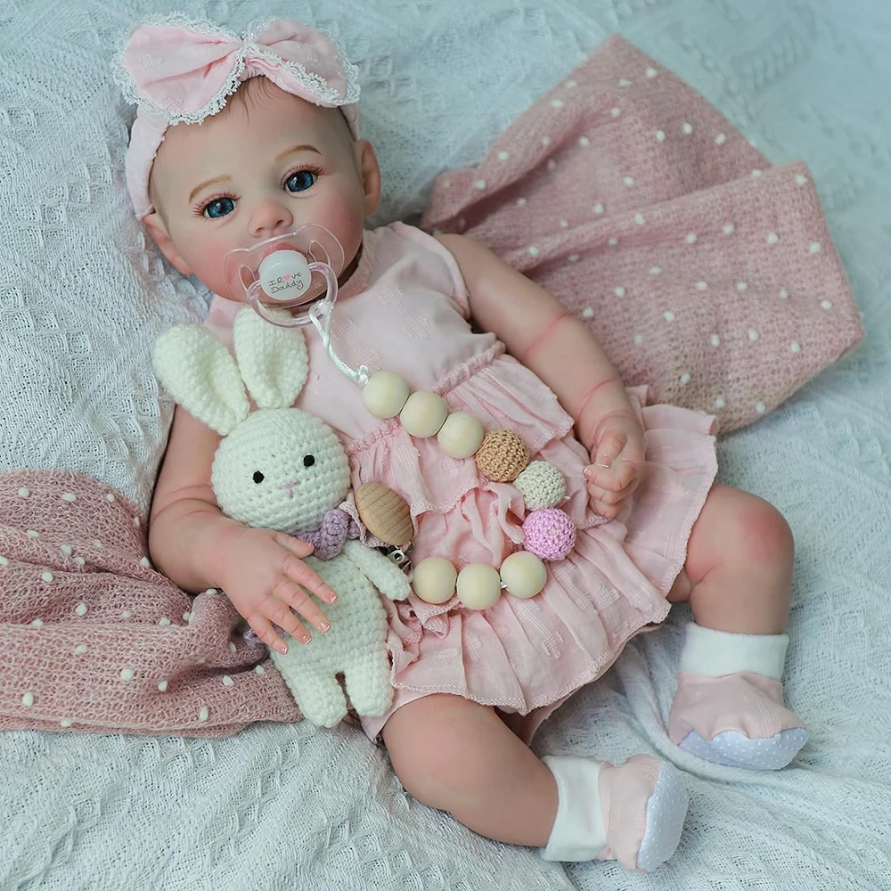 

Realistic Reborn Doll 48cm Eyes Open Doll Girl Newborn Weighted Cloth Body Soft Silicone Baby Dolls Christmas Gifts for Children