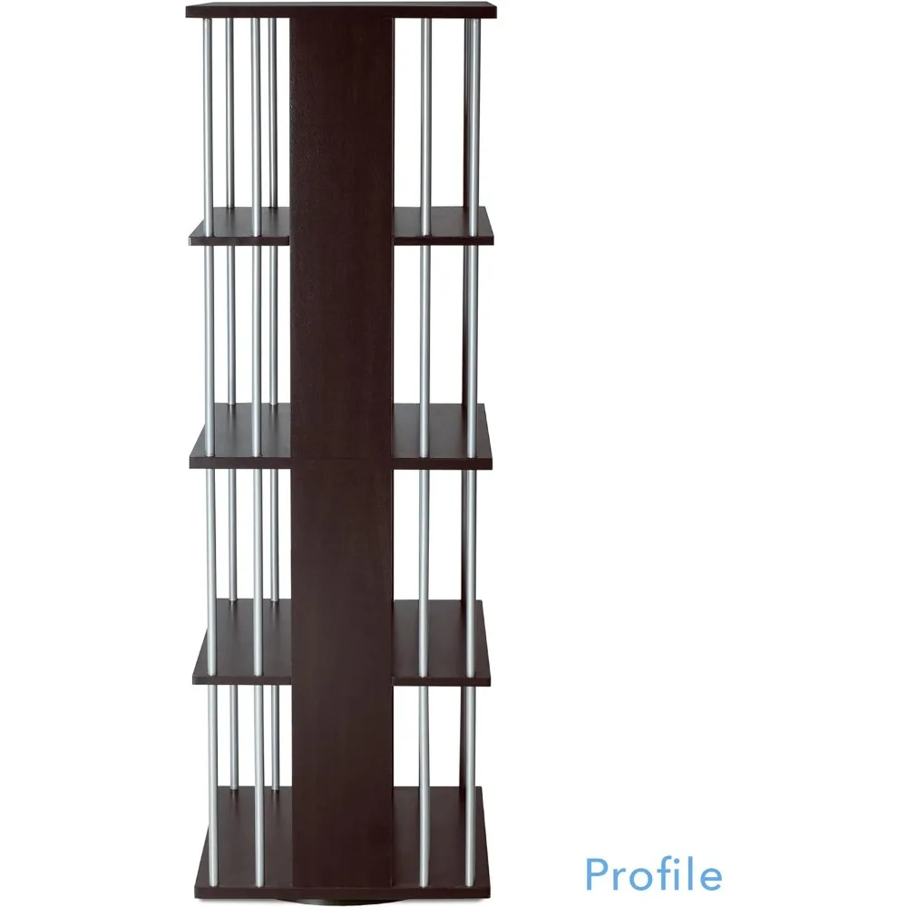 Spinner de Almacenamiento de medios Typhoon, madera de ingeniería, ahorro de espacio, rotación de 360 grados, organiza y protege colecciones preciadas, Espresso