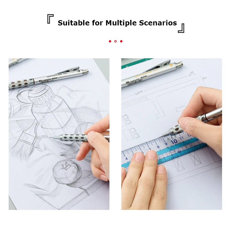 Pentel PG1000 Druckbleistift, Metallstab mit geringer Schwerkraft, professioneller Aktivitätsbleistift, hochwertiges Zeichenzubehör mit mehreren Minen