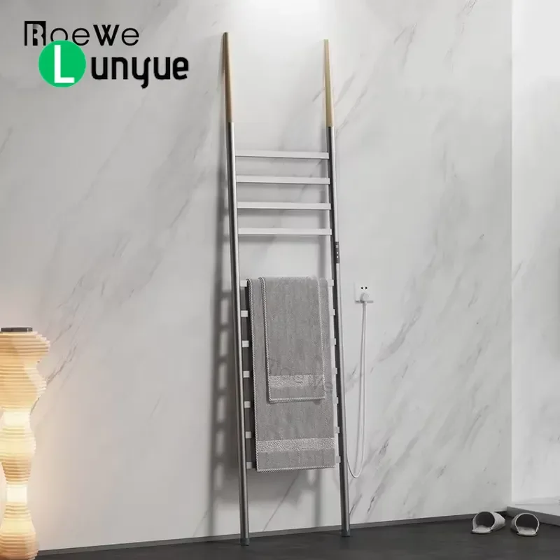 Electric Towel Warmer Rack Ladder Style Bathroom Heating Rod Radiator Floor Stand Hot Towel Heater for Home Bath Room Decor