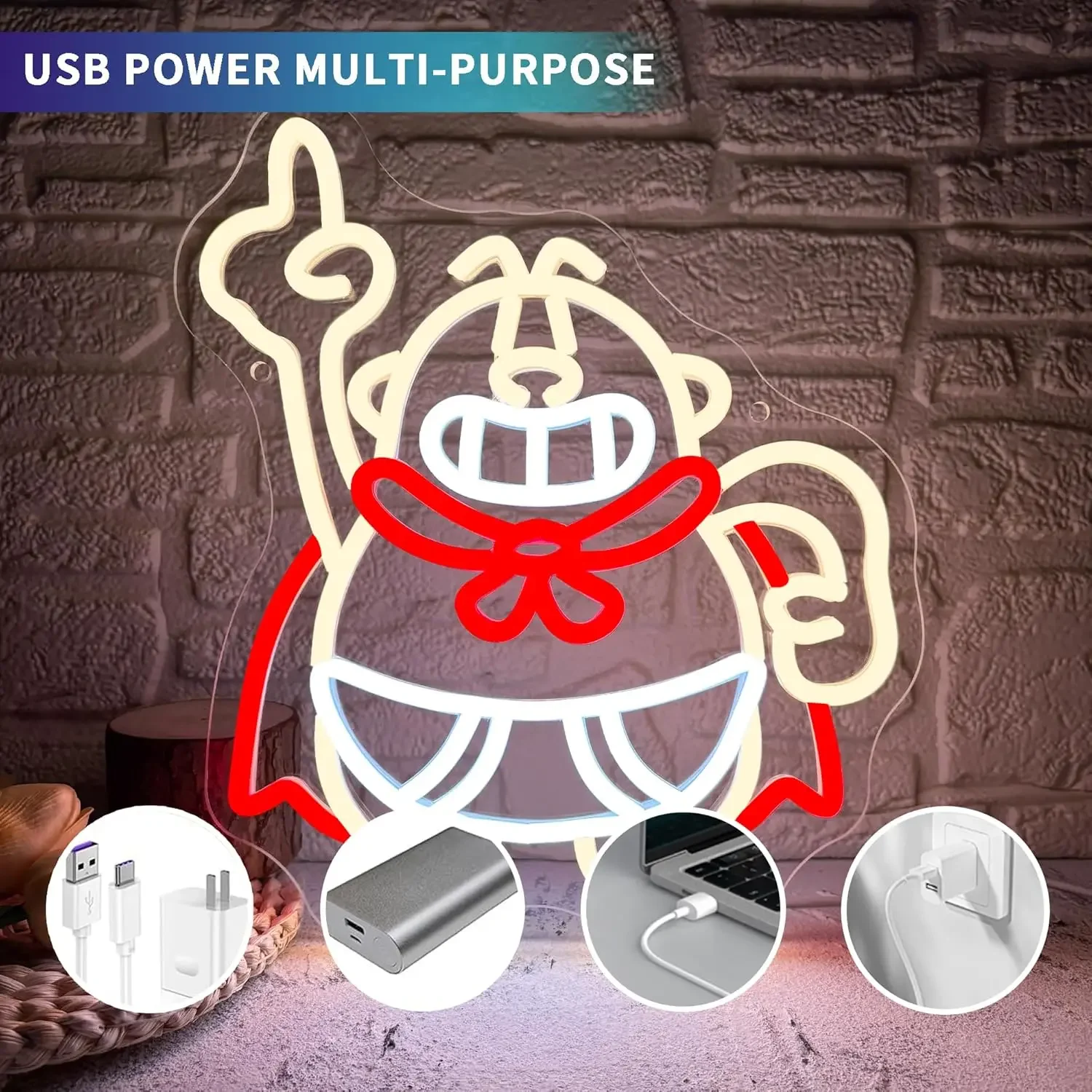 مضحك الكرتون ضوء النيون تسجيل USB عكس الضوء LED النيون تسجيل لغرفة النوم غرف معيشة نادي بار رجل كهف هدايا الحفلات جدار ديكور