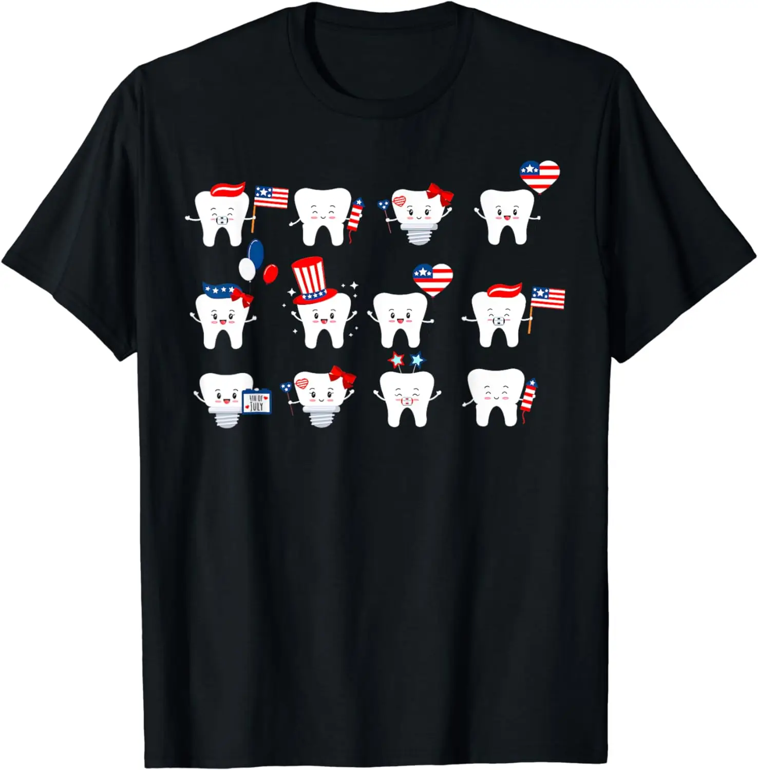 Cute Tooth Dentist Dental Hygienist Patriotic 4th Of July T-Shirt