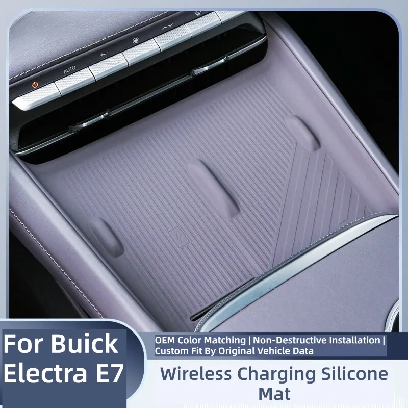 For Center Console Wireless Charger Silicone Mat, Anti-Slip Anti-Rattle Pad Interior Upgrade Kit Fits Buick Electra E7