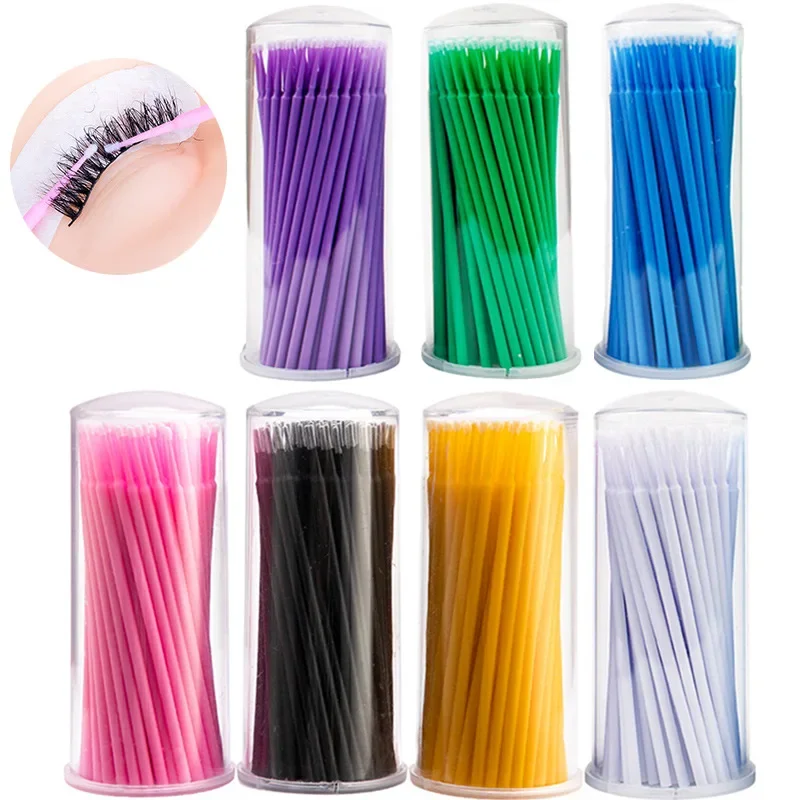 100PCS/Bottle Eyelash Extension Cleaning Swabs Lash Lift Glue Remover Applicators Sticks Makeup Micro Brushes Tools