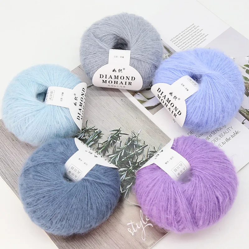 Ovillo de lana de Angora suave para tejer, hilo de encaje esponjoso para tejer, suéter, bufanda y chal, 25g por rollo