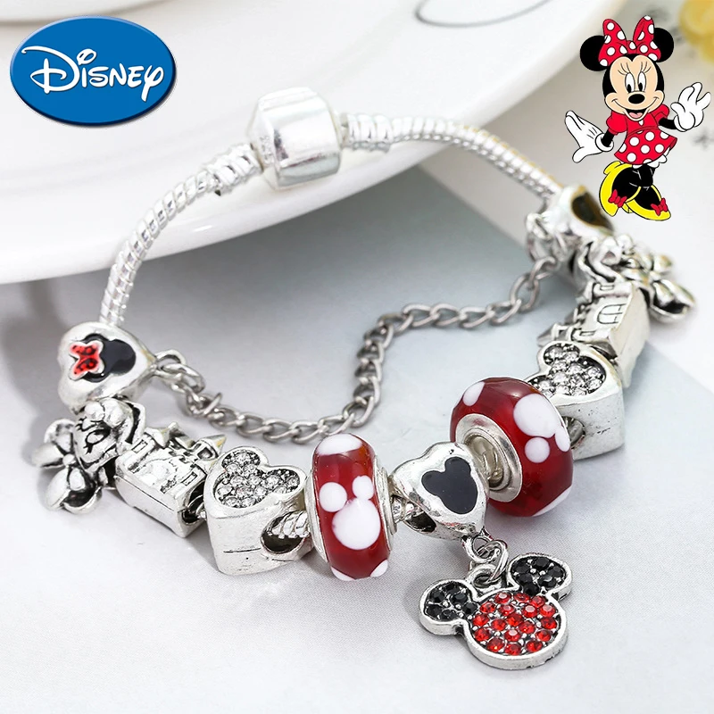 

Disney Classic Design Mickey Mouse Collection Bracelets Set Mickey Minnie Mouse Cartoon Lady Bangles Charm Fashion Jewelry