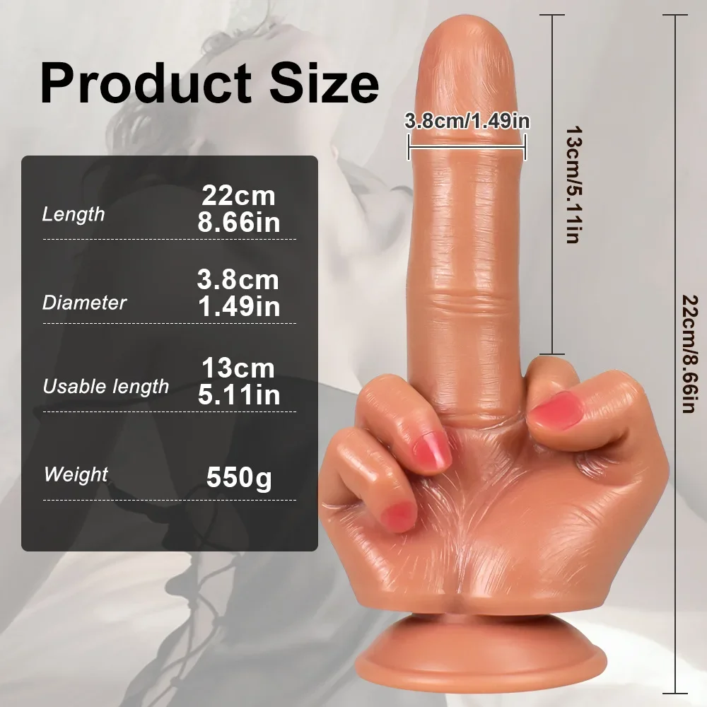 Realistic Big Middle Finger Thick Dildo G-spot Masturbation Anal Sex Toy for Women Man Gay Soft Silicone Dick Suction Cup Penis