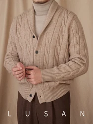 Thick Knitwear Autumn and Winter Twig Sweater Cardigan Fruit Collar Vintage Light Mature Commuter Casual Coat