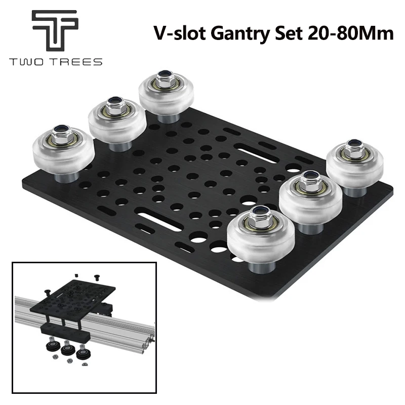 V-Slot Gantry Set 20-80mm Gantry Plate With Wheels For Aluminum Profiles V-slot Aluminum Plate Kits Gantry Plat 3D Printer Parts