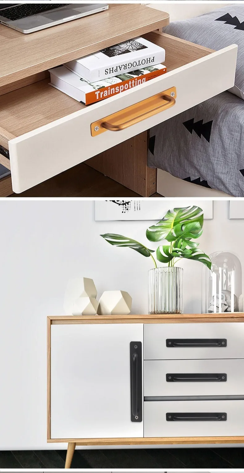 1/4 Stück Schiebetürgriff aus Aluminiumlegierung, Push-Pull-Türgriff für Tor und Toilettentür, bohrfreie Griffe, Möbelbeschläge – Detail 4