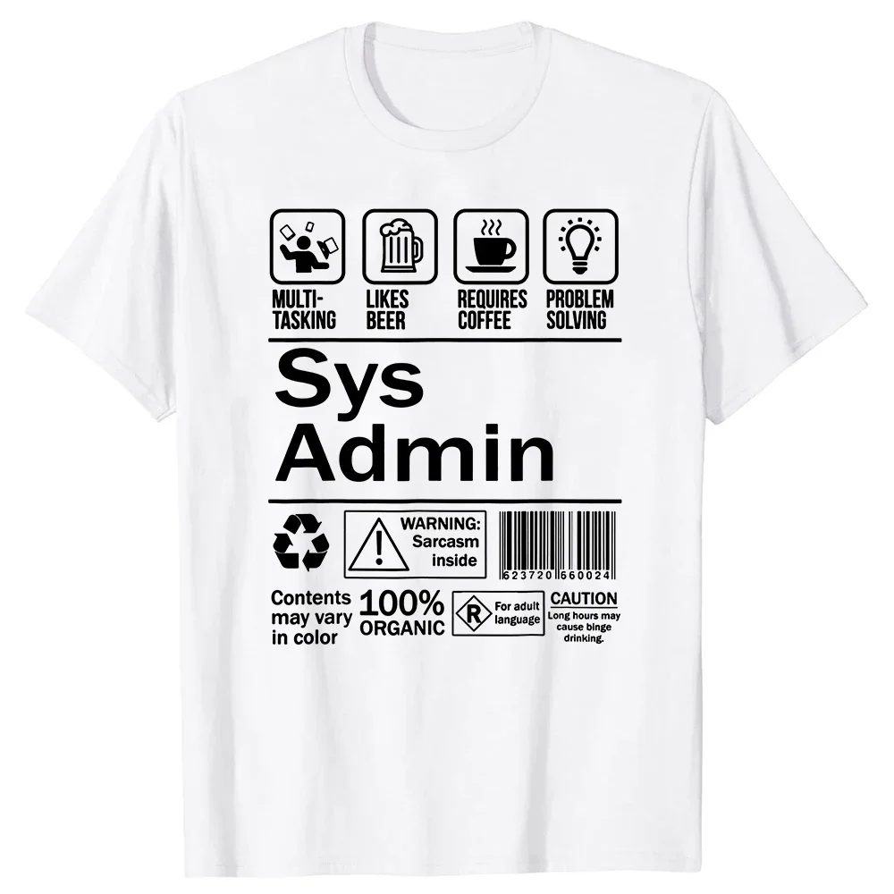 System Administrator Product Label Coffee T Shirts Graphic Cotton Streetwear Short Sleeve Birthday Gift Summer Style T-shirt Men