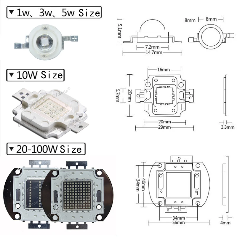 UV LED 3W 5W 10W 20W 30W 50W 100W High Power Light UV Purple LED 365nm 385nm 395nm 400nm 405nm 410nm Ultraviolet Bulbs Bead Chip view 2