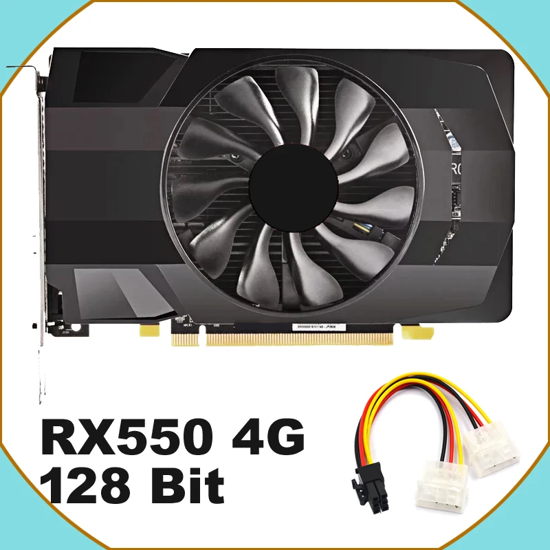 

Новая видеокарта RX550 4G, видеокарта RX560 для настольных игр, видеокарта с кабелем питания, выход HDMI + DVI/DP, поставка частей для игрового компьютера