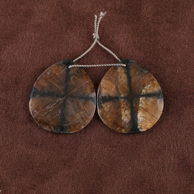

Unisex Natural Stone Chiastolite Water Drop Earrings Beads 32x28x5mm 14.1g Fashion Jewelry Earring Accessory
