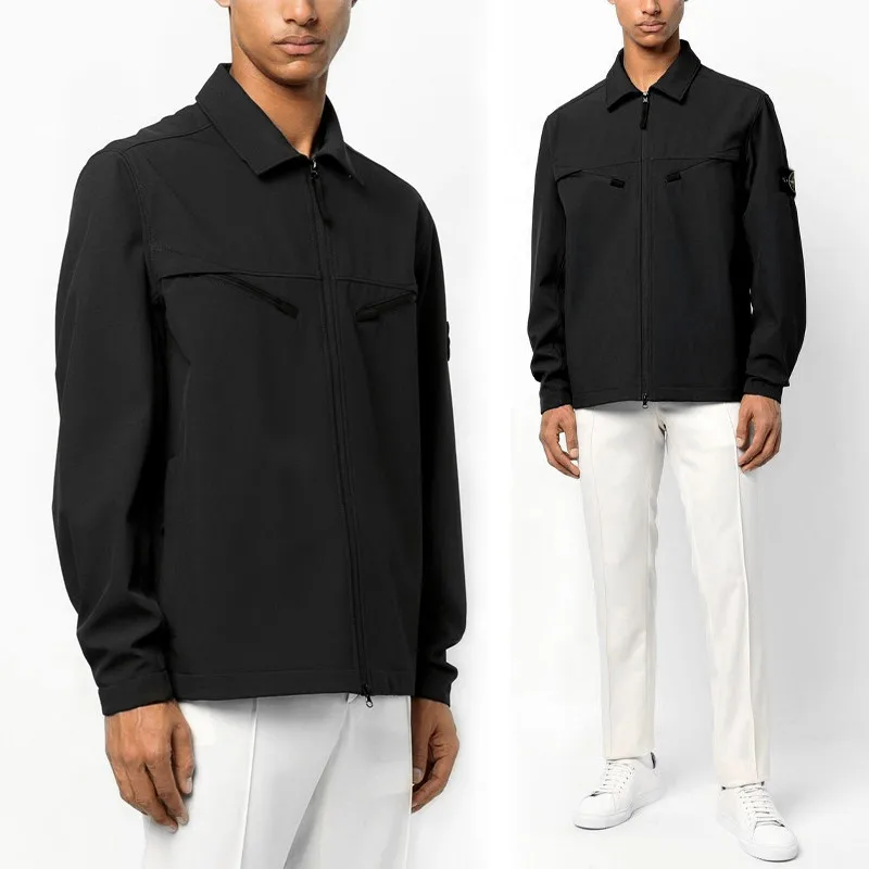 

Lightweight Soft ell Jaet Zipper Cass Patch Stone Cass Outerwear Casual Loose Fit Men's Jaet for All Seasons