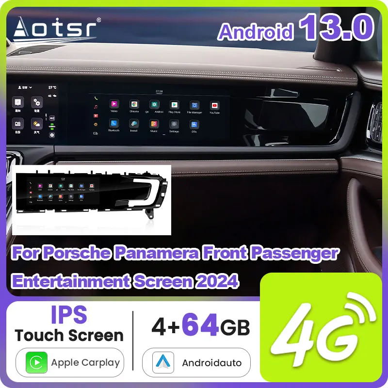 Car Copilot Android 13.0 For Porsche Panamera Front Passenger Entertainment Screen 2024 Car Radio Multimedia Player Auto DVD