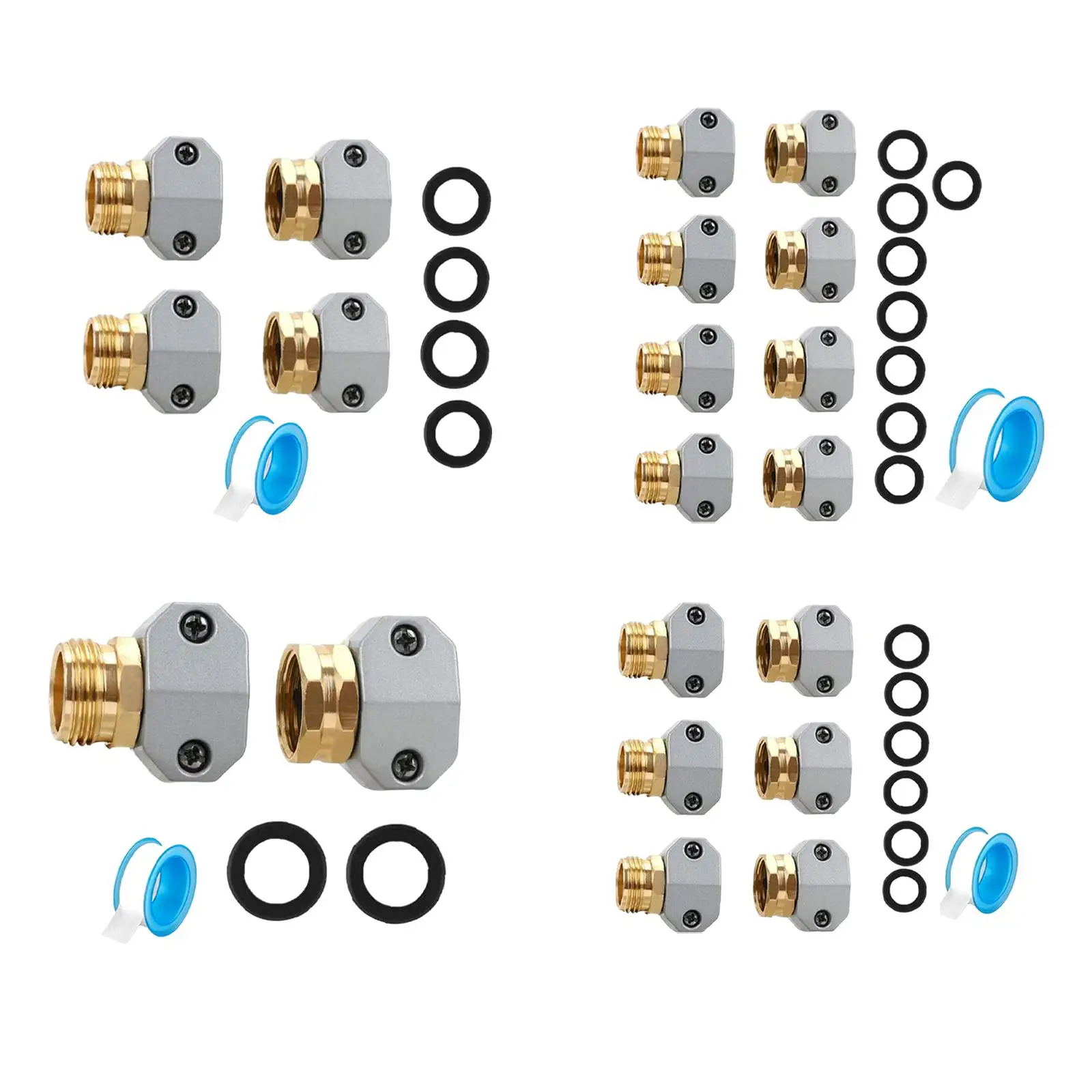 Kit de réparation d'extrémité de tuyau d'eau en alliage de zinc, connecteurs mâles et femelles, pinces RapDuty, aluminium, tuyau d'arrosage, mélangeur d'extrémité