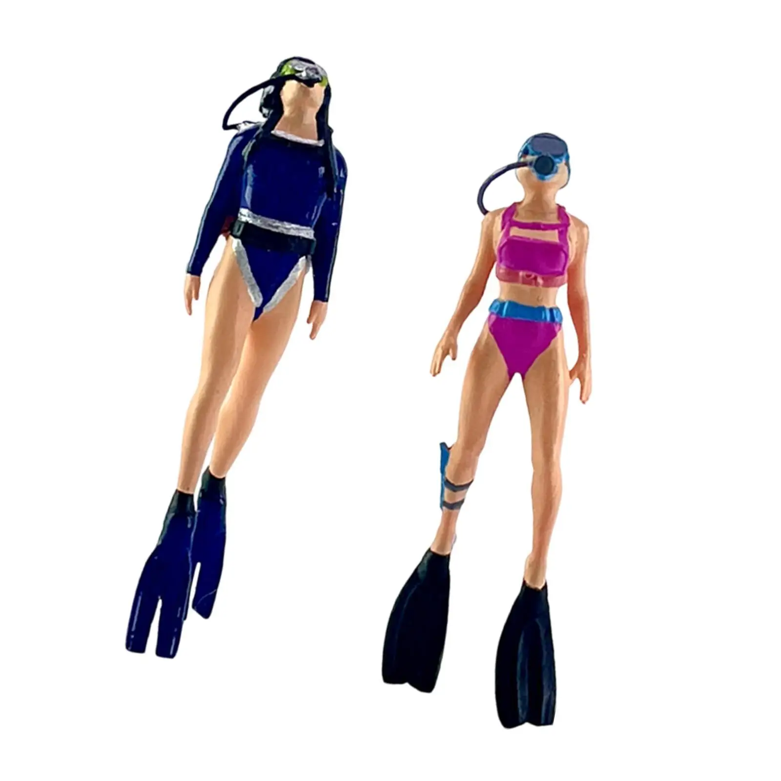 2 stuks 1/64 schaal zeemeermin duikfiguren miniatuur menselijke beeldjes voor diorama landschap miniatuur scène landschap foto rekwisieten