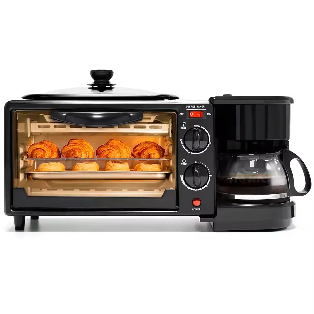 Household Multifunctional 3-in-1 Breakfast Machine Electric Toaster Oven Bread Coffee Machine Frying Pan