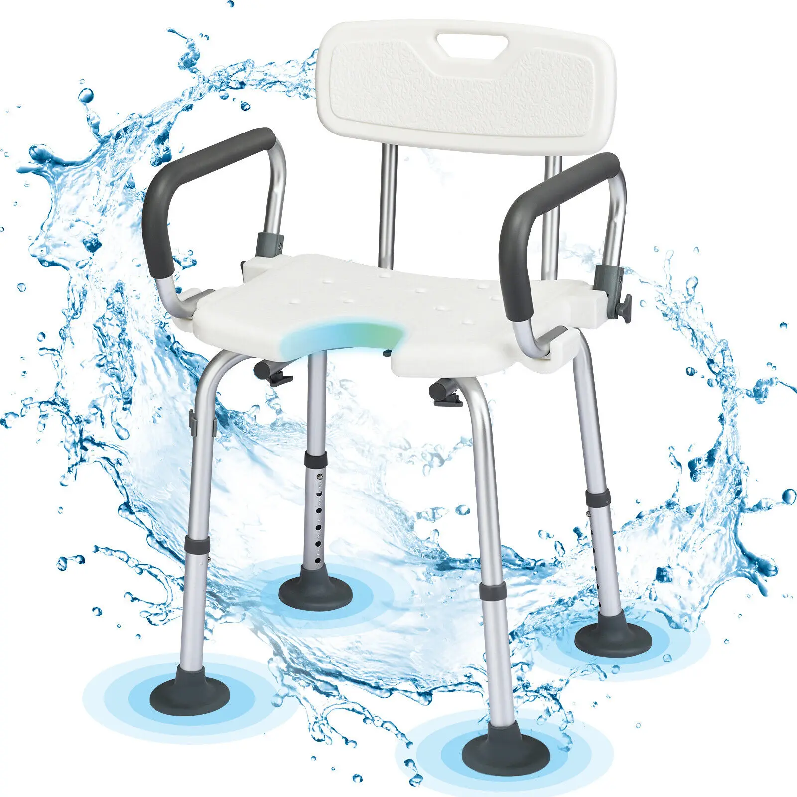 ERGOMASTER U-Shaped Shower Chair Elderly Disabled Adjustable Non-Slip Medical Bath Chair