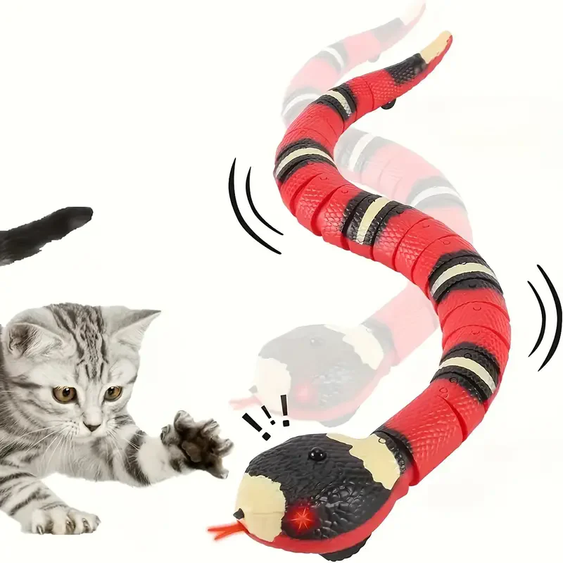 

Cat toy snake interaction, realistic simulation intelligent sensing snake toy, USB charging, automatic obstacle detection and es