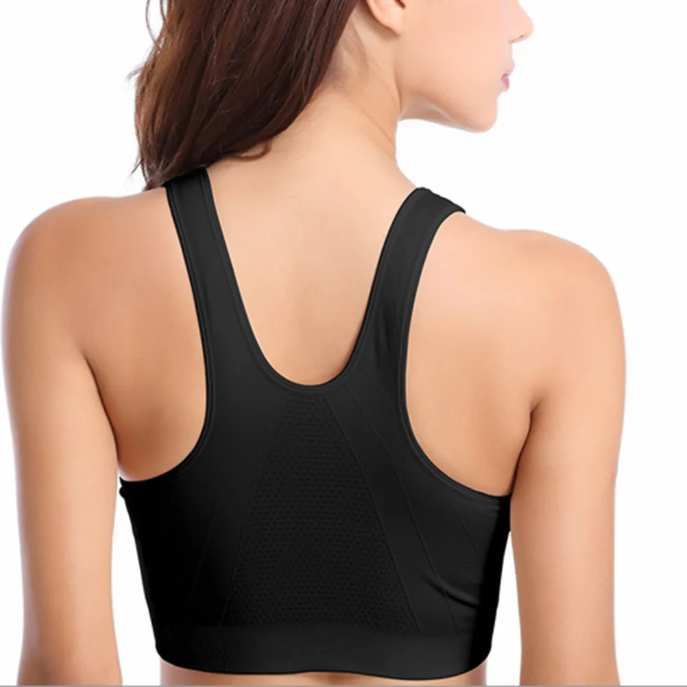 

1pcs Wirefree Crop Top Sports Bra For Women High Impact Padded Running Yoga Vest Shockproof Sweat-Absorption Black S