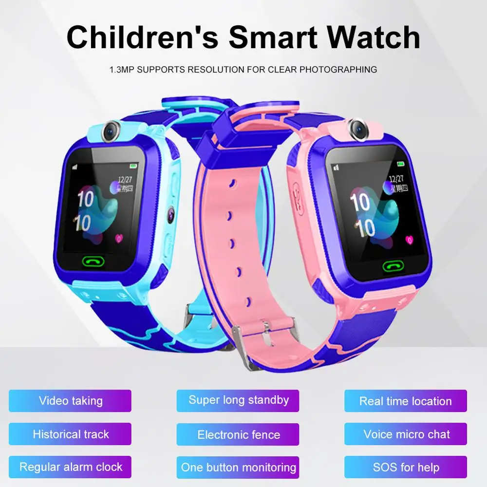 Q12B Kinderen Smart Horloge Android Insert Card 2G Waterdichte Afstandsbediening Positionering Gps Locator Camera Call Anti-Verloren smart Wristba