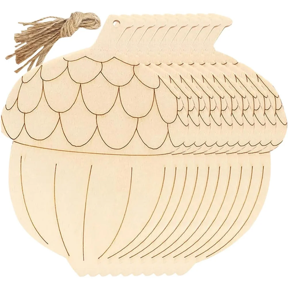 

20Pcs Blank Wood Chips Christmas Cutouts Unfinished Xmas Pendants for Drawing Painting Decorative Holiday Ornament Family