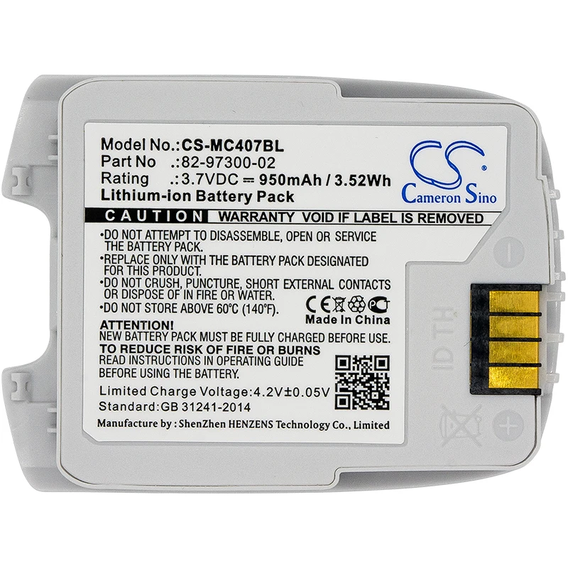 

3.7V 950mAh Barcode Scanner Battery BTRY-CS40EAB00-04 82-97300-01 for Motorola CS4070 CS4070-SR