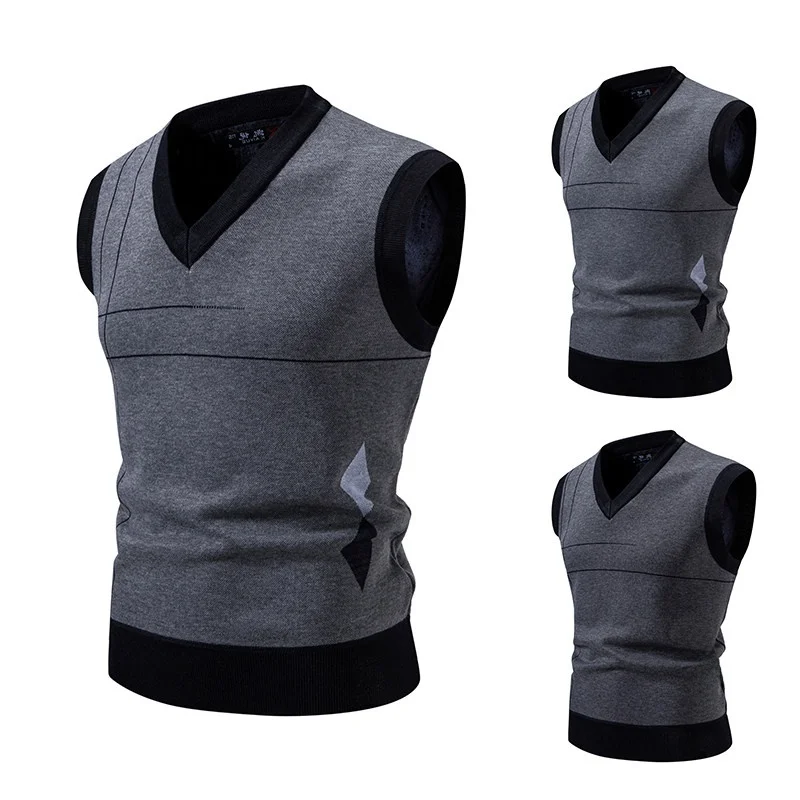 

Men's Casual Versatile Knitwear Sweater Trendy Base Layer Winter Faionable Large Size Polyester Fiber V-Ne Warmth