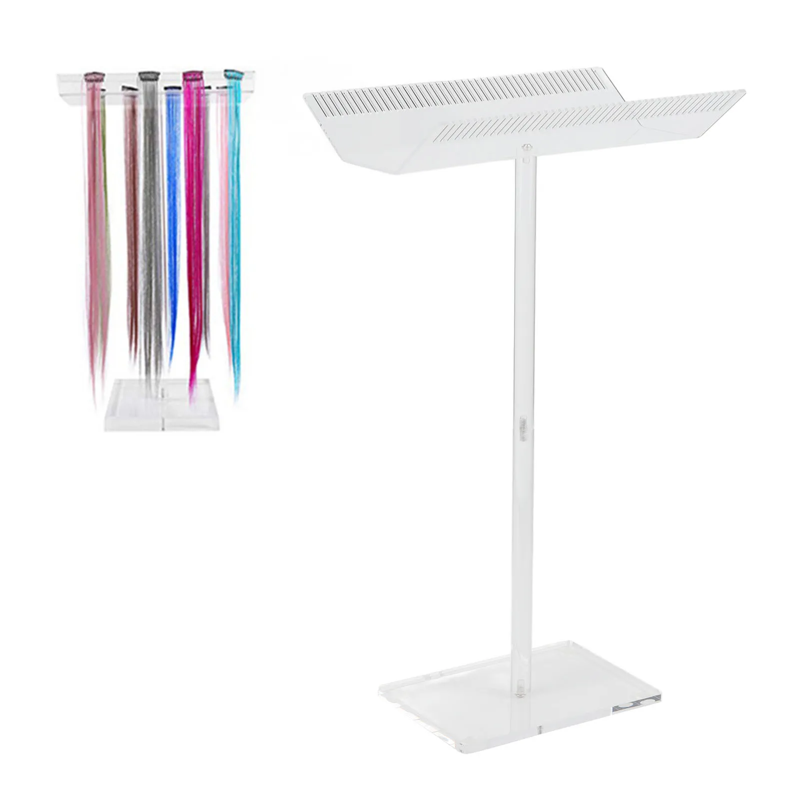 Hair Extension Display Acrylic Hair Extension Stand Transparent Sectioning Display Hair Extension Holder for Salon Home