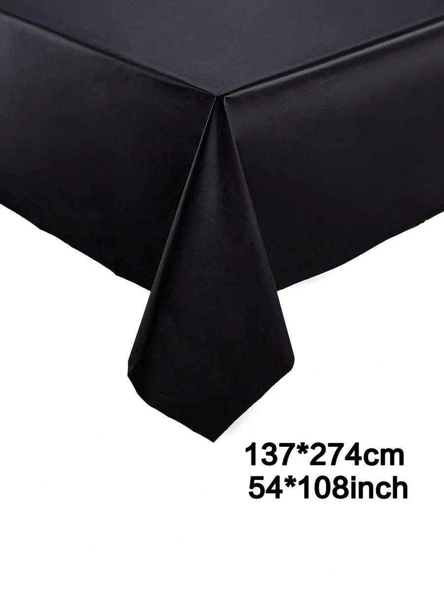 

137x274cm Black Solid PEVA Disposable Tablecloth for Parties & Events