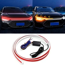LED Car Daytime Running Light Strip Start Scan Yellow Turn Signal Indicator Headlight Car Hood Decorative Light Universal 12V