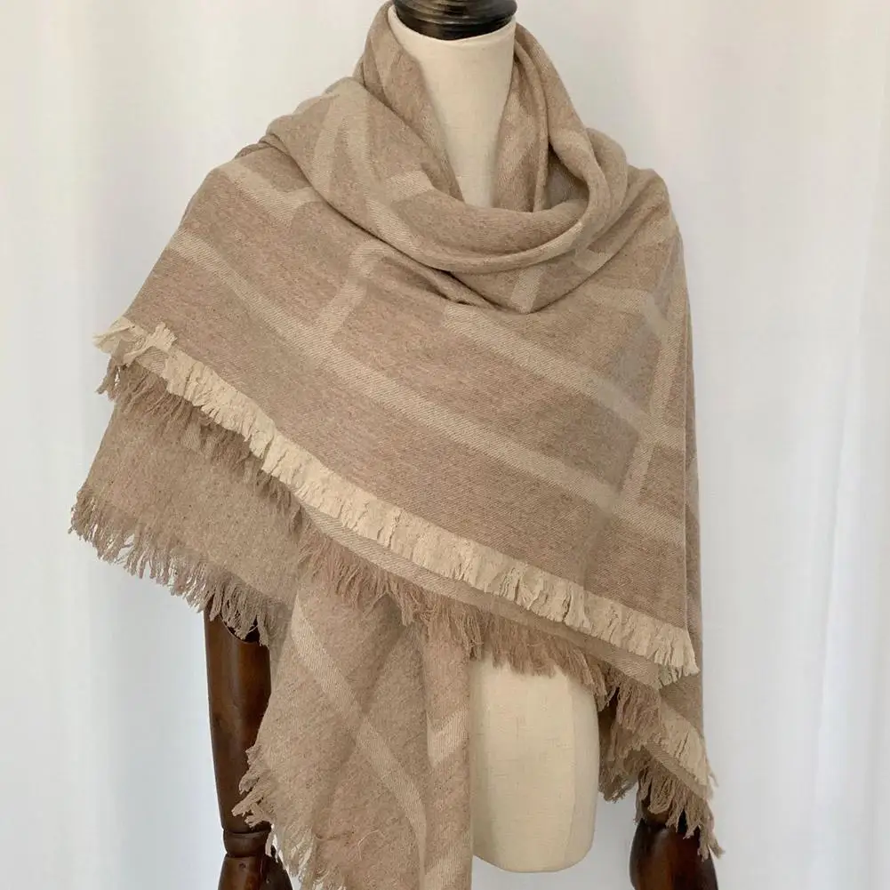 2025 Fashion Muffler Scarf Women's Jacquard Square Scarf Autumn And Winter Thick Cashmere Shawl Ins Same Geometric Wool Scarf