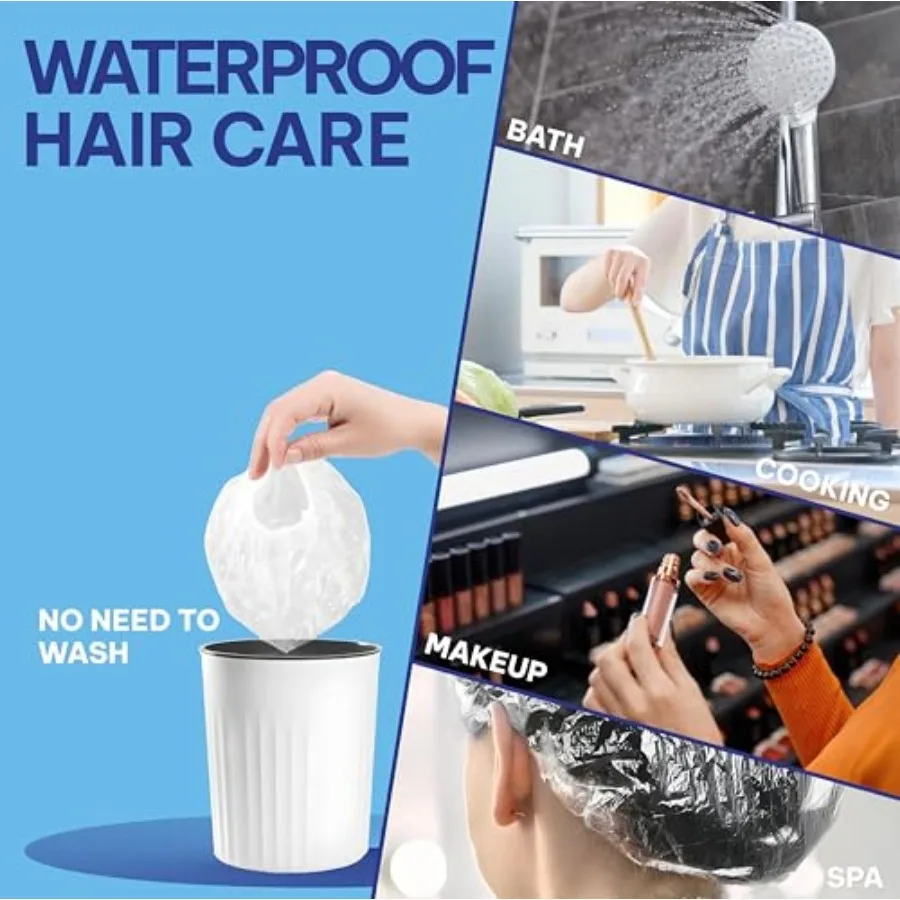 200Pcs Disposable Shower Caps Thick and Waterproof Plastic Hair Caps with Super Elasticity - Perfect for Shower Protection, Sal