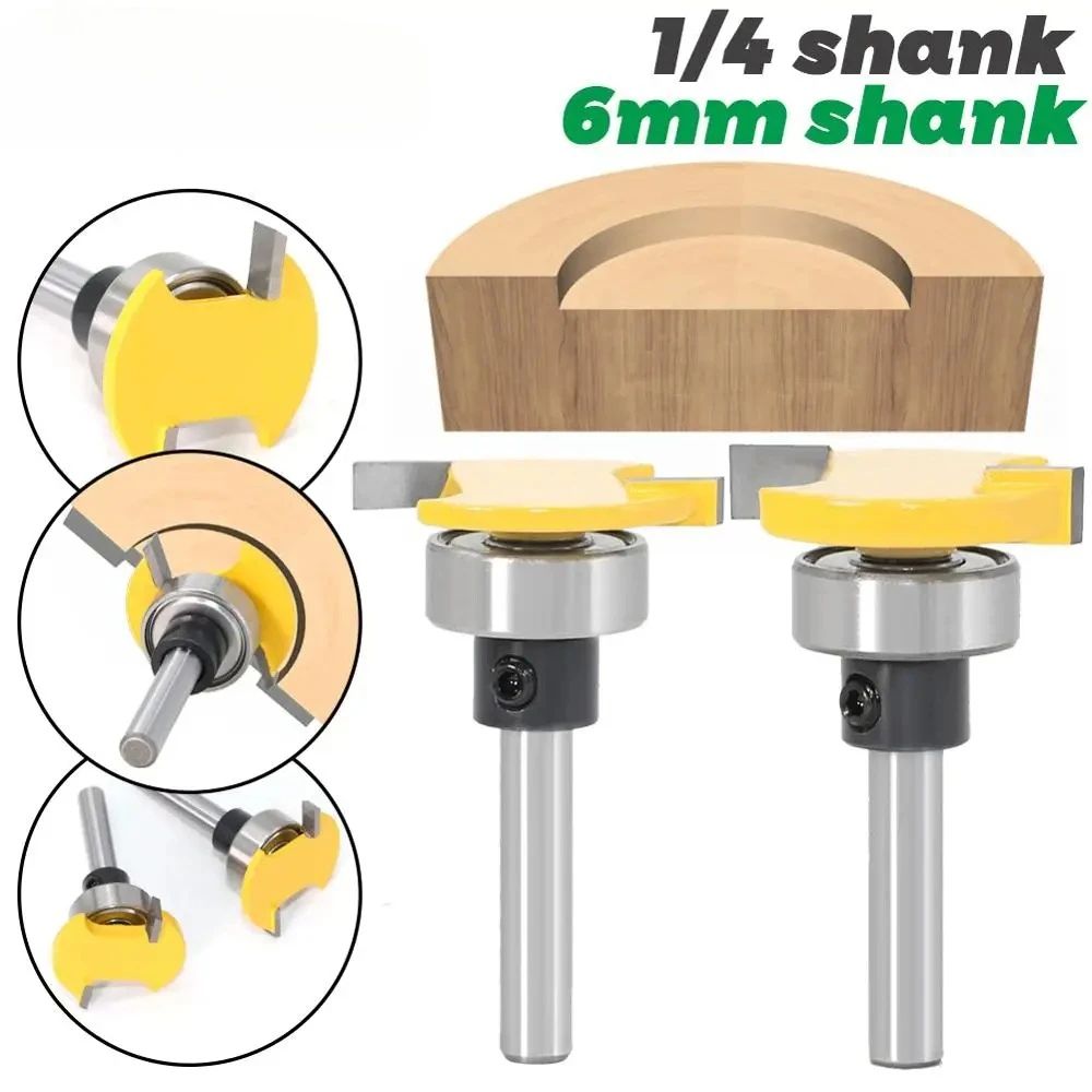 1/2PCS T Slotting Router Bit with Bearing T-Track Slot Cutter Woodworking Milling Slab Flattening Surface Planing Cutting Tool