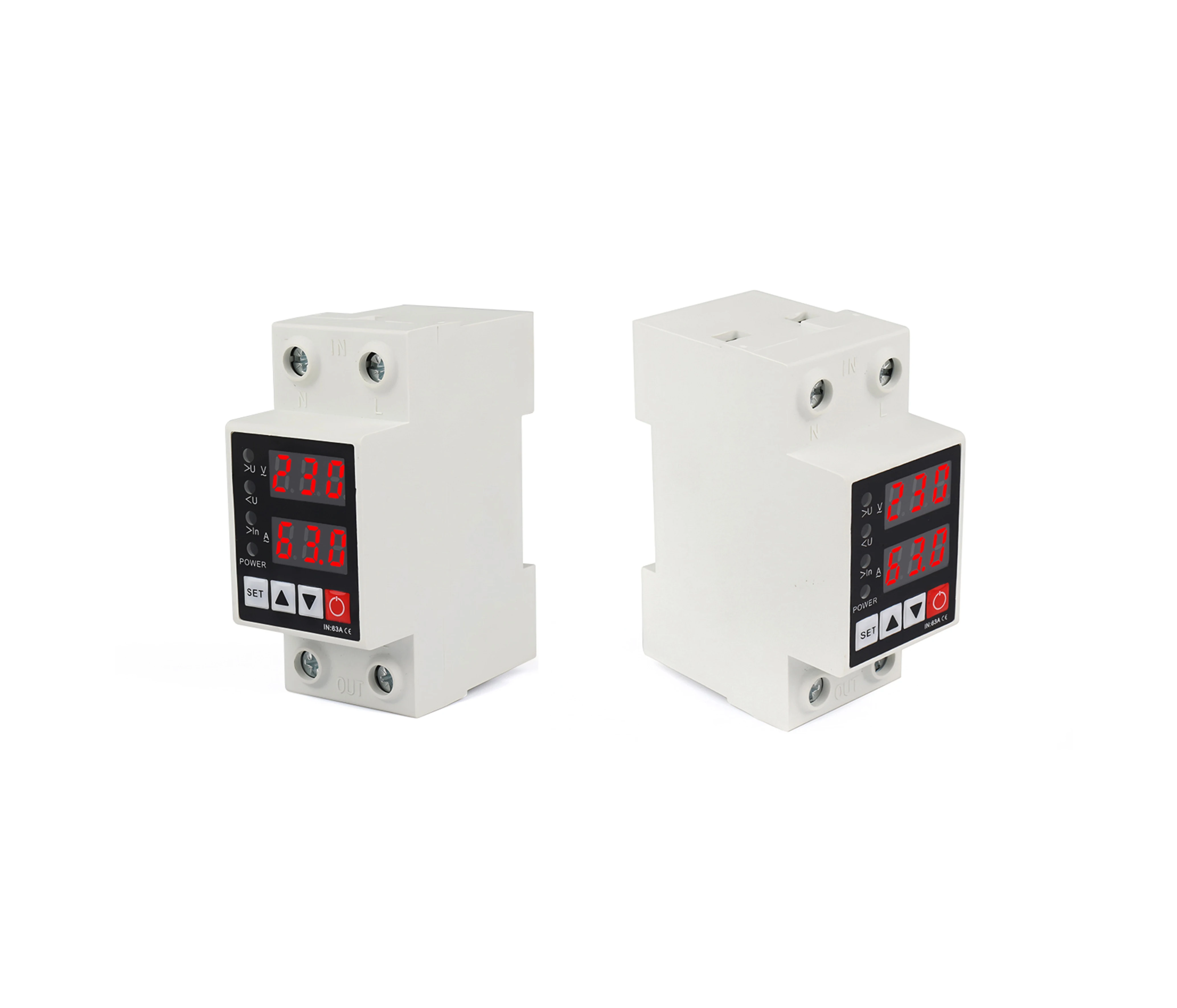 40A/63A Auto Reclosing Over Under Voltage Protector - Dual Display Voltage Protector with Overload & Current Limit Protection