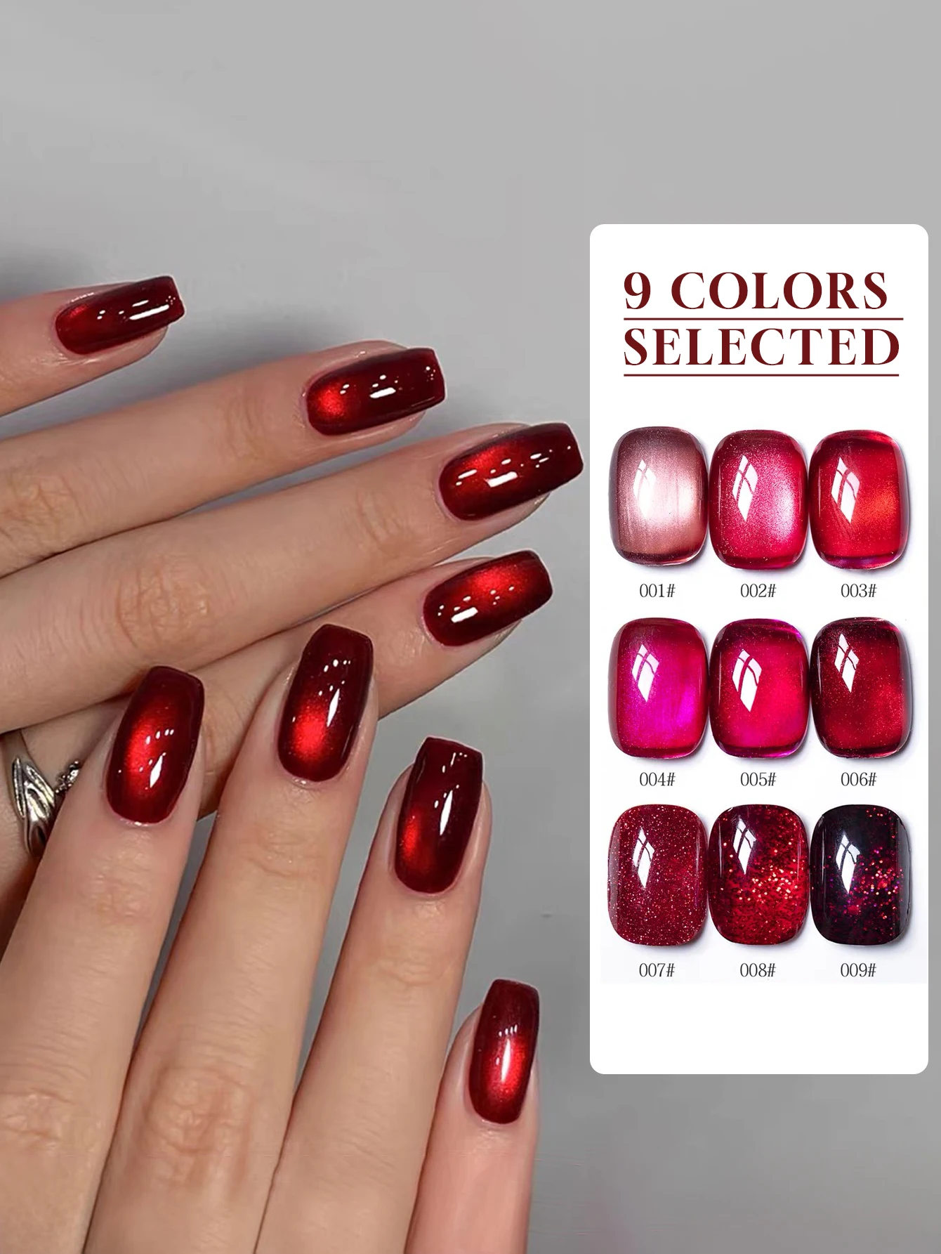 

12ml 9 Colors Rose red Glass Cat Magnetic Gel Nail Polish Nail Art Manicure Varnis Semi Permanent Soak UV Gel Nail Supplies